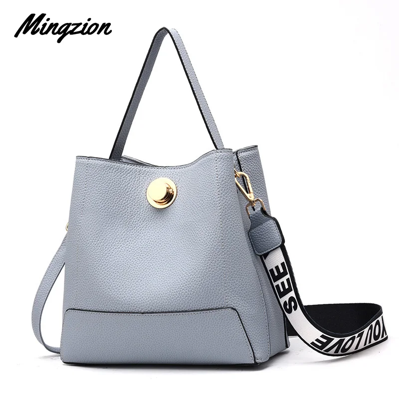 

Mingzion Women PU Leather Bucket Bags Simple Style Handbags Ladies Casual Tote Female Shoulder Crossbody Bag Feminina Bolso