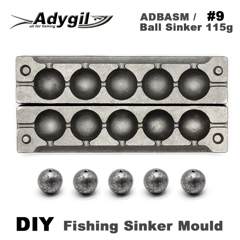 Adygil DIY Fishing Ball Sinker Mould ADBASM/#9 115g 5 Cavities | Спорт и развлечения