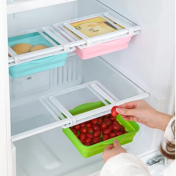

Pink Green Multi-functional Retractable Refrigerator Drawer Organizer Plastic Fridge Storage Box Rack Kitchen Supplies Tools