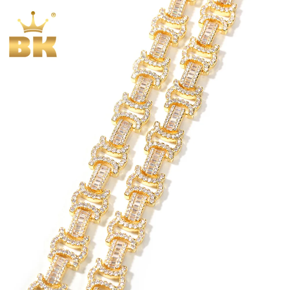 

The Bling King New 12.5mm Width Miami Cuban Bracelet Square Cubic Zirconia Bone Shape Hiphop Jewelry Choker Gift For Men