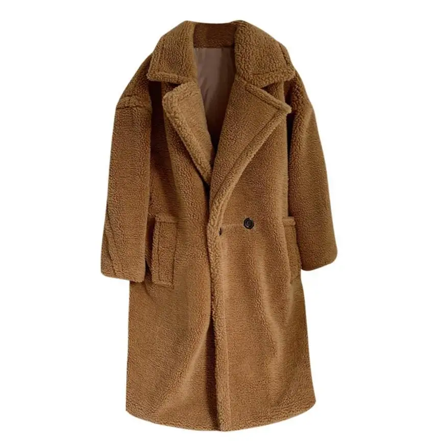 Плюшевая Женская пушистая куртка плюшевая Повседневная овечья шерсть пальто из искусственного меха Женское пальто
