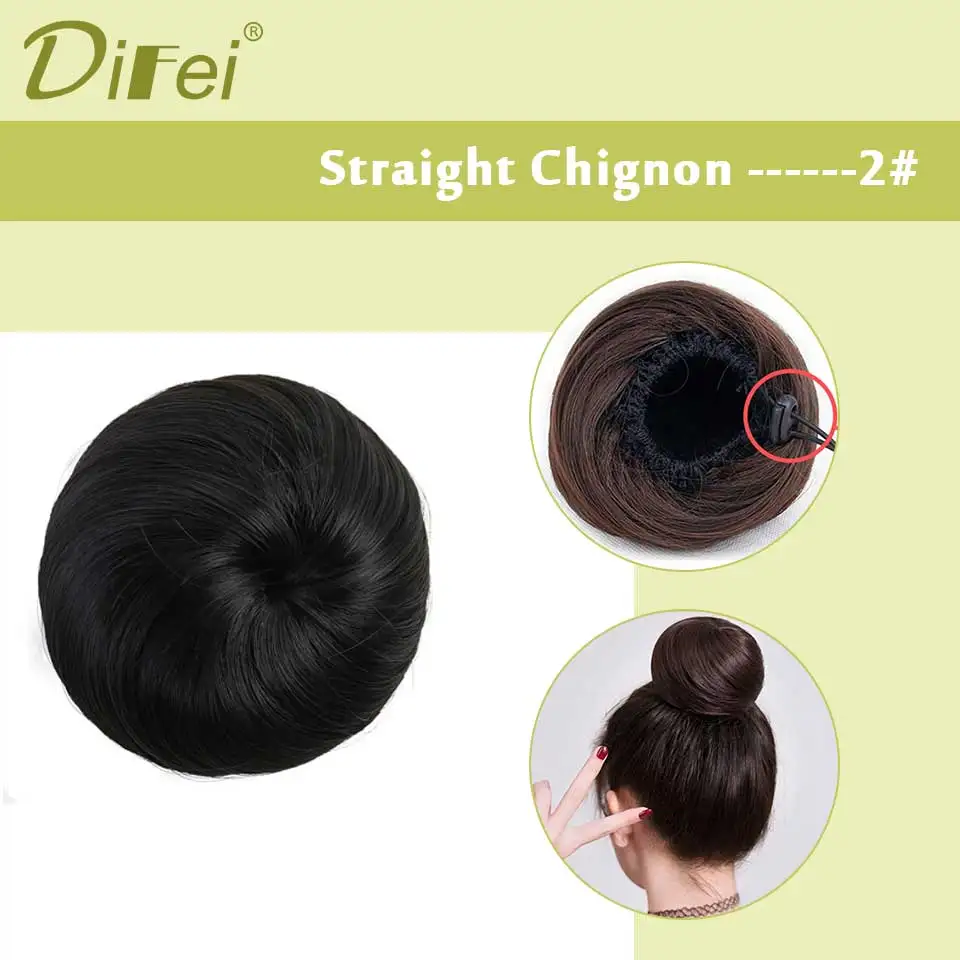 DIFEI для девочек, черные, коричневые волосы, пучок синтетических волос, эластичная резинка, шиньон, шнурок, Пончик, искусственные волосы, доступно 9 цветов - Цвет: 2