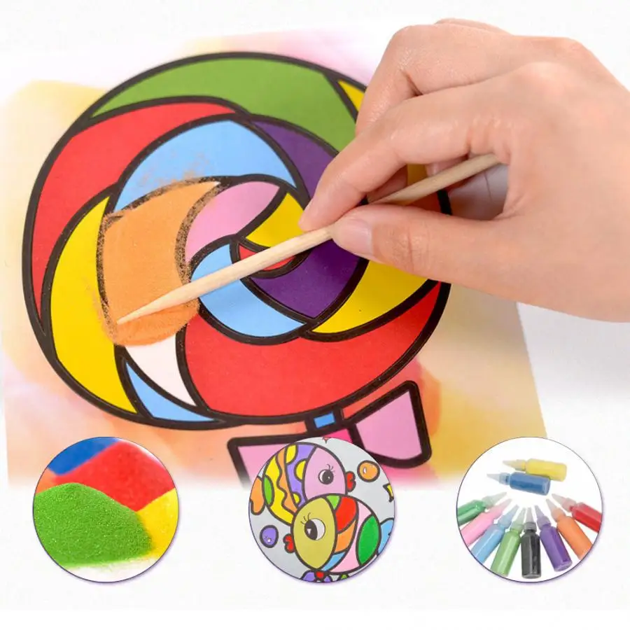 

10 colors/26 Patterns Sand Art Kit Children DIY Sand Color Painting Drawing Art Toys Kids Color Learning Educational Toy