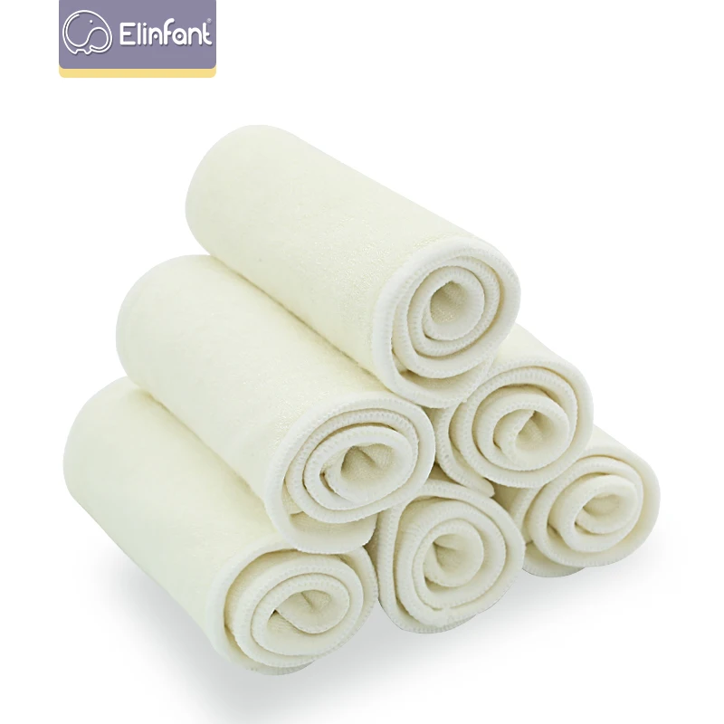 Elinfant 5/10 Pcs 4 Layers Bamboo Fiber Diaper Insert Washable Super Comfortable Nappy Insert 35×13.5cm for Cloth Diaper&covers