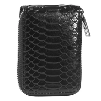 

1 Pc Leather Card Bag Leather Zipper Organ Purse Leather Credit Card Holder Front Pocket for Men (Black)
