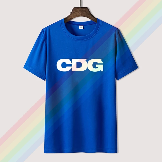 Comme White Cdg Logo Garcon Men Women Summer 100% Cotton Black Tees Male Newest Top Popular Normal Tee Shirts Unisex 2blue