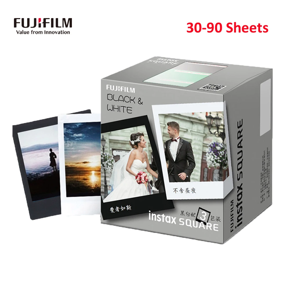 Пленка Fujifilm Instax квадратная 30-90 листов белая черная мгновенная пленка для Square SQ20