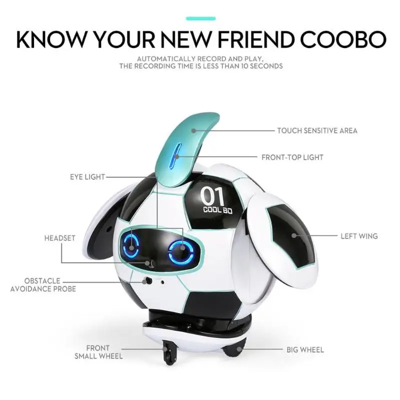 J01 Kids Talk Voice Recognition Obstacle Avoidance Touchable Deformation Interesting Very Cute Smart Robot Interactive Toys