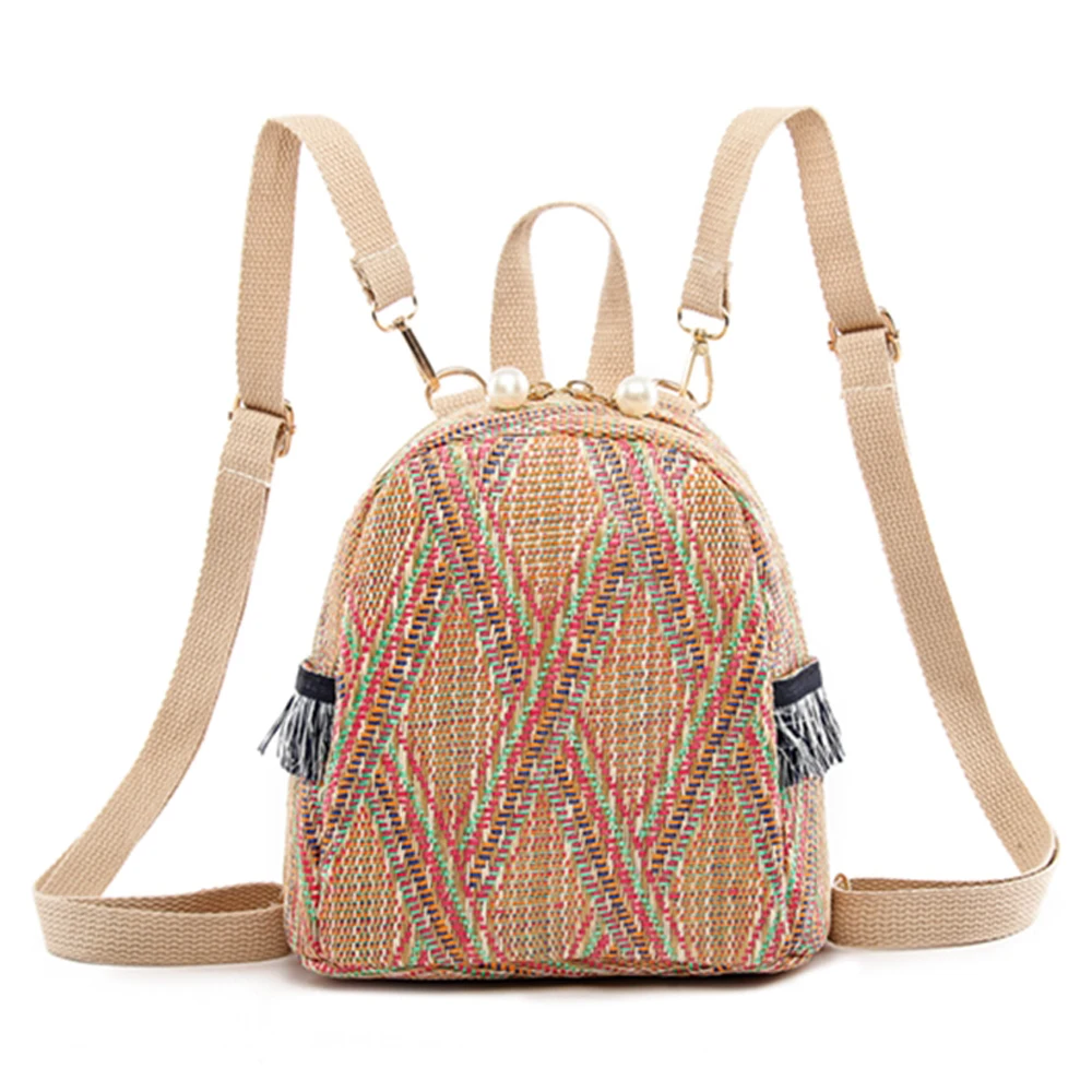 

Women Straw Backpack Handmade Rattan Backpack School Bag Student School Bags For Teenage Girls Summer Beach Travel Mini Backpack