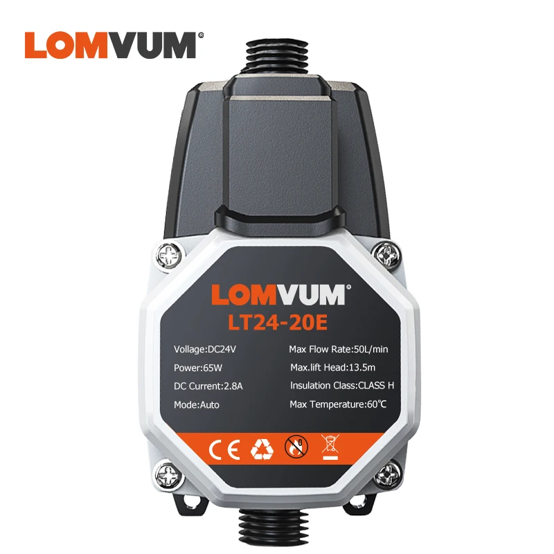 LOMVUM EU Booster Pump Brushless Water Pump 13.5M 24V 45W Auto Pressure Controller IP56 Household Water Heater Boost for Home