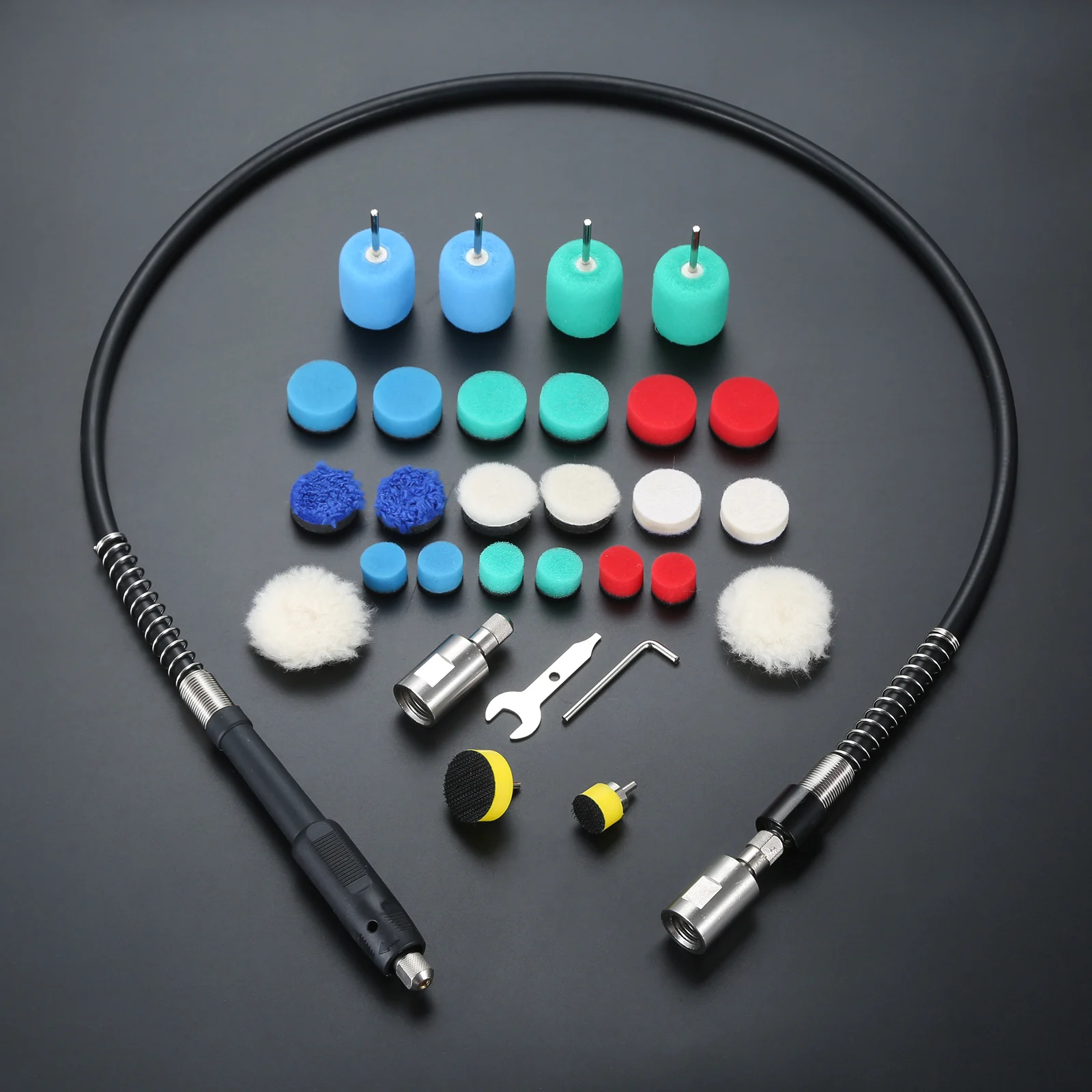 31 pcs/set Mini Detail Polisher Shaft Car Foam Drill Polishing Pad Kit with 5/8Inch&M14 Thread for Rotary Tool/Polishing Machine