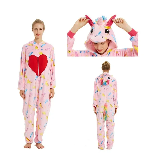 Кигуруми Пижамы для женщин, фланелевые пижамы кигуруми с единорогом и милыми животными, комплекты, женская зимняя одежда для сна, ночная рубашка с единорогом, домашняя одежда - Цвет: as picture