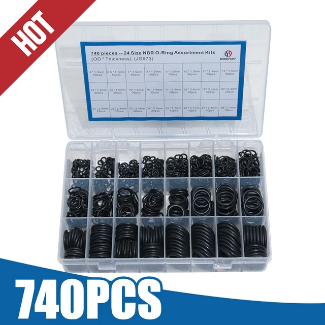 740pcs Kits d'assortiment de joints toriques en caoutchouc 24