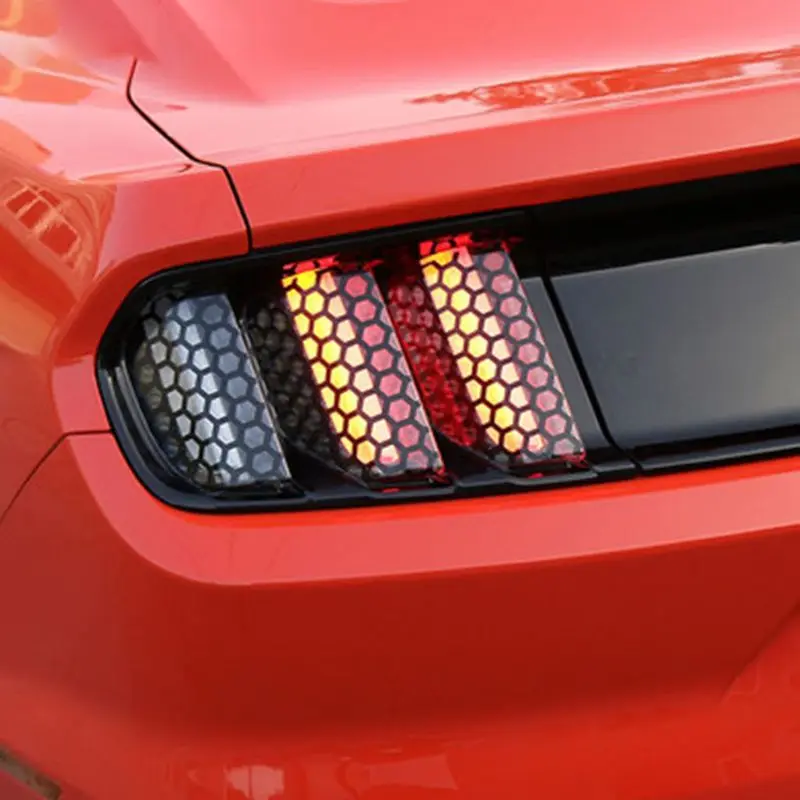 

6Pcs Honeycomb PVC Car Rear Tail Light Decorative Decal Stickers Cover Decoration Fit For Ford Mustang 2015 2016 2017