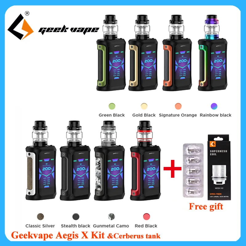 Новый Geekvape Aegis X vape Комплект 200 Вт Box Mod и 5 мл распылитель как 2 0 Чипсет электронная