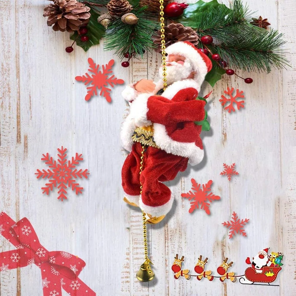 Tree Rope Ladder Creative Decoration Fireplace Decor2021 Electric Climbing Santa Character Indoor Outdoor Christmas | Дом и сад