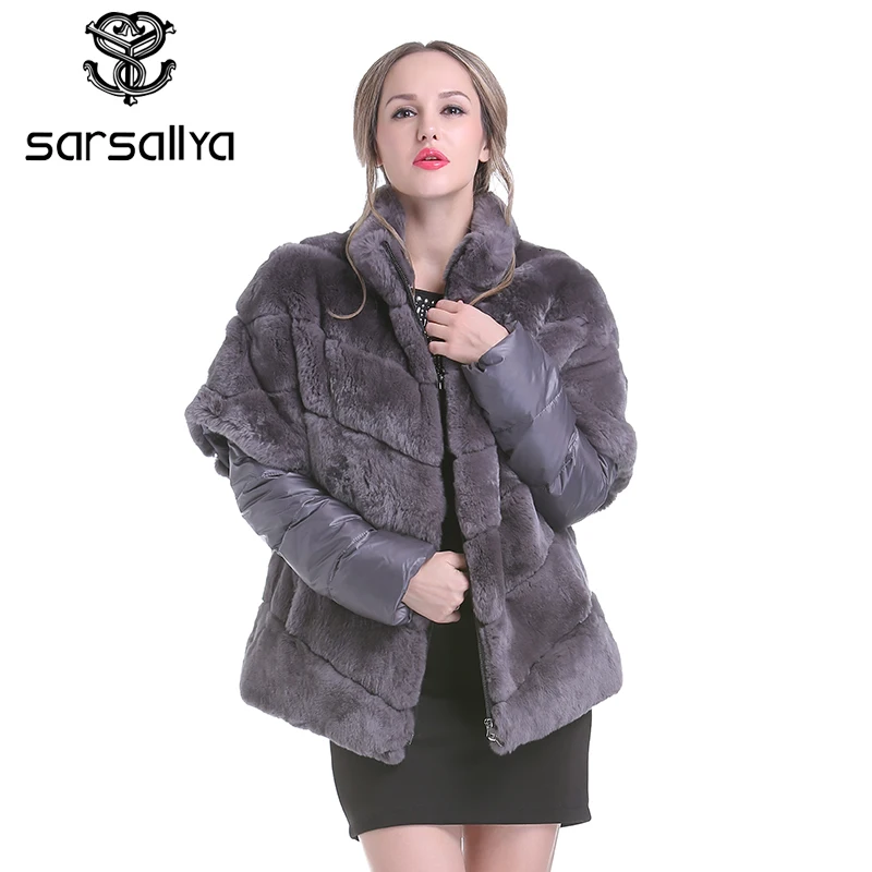 Sarsallya новые зимние короткие пальто кролика Пух стиль курток с мехом женщина