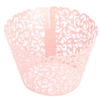 

Pink Laser Hollow Cake Edge Decoration Cake Paper Cup Cake Baking Bakeware Form For Cooking Household Cake Paper Cake Stand