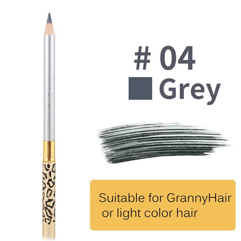 Gray 5 цветов, Леопардовый карандаш для бровей, двойная головка, с кисточкой, водонепроницаемый, устойчивый к поту, карандаш для бровей, для продажи - Цвет: Gray