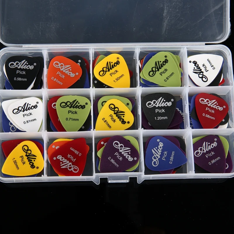 

4/30/40/50/100pcs Guitar Picks & Box Case Alice Acoustic Electric Guitar Accessories Musical Instrument 0.58-1.5mm