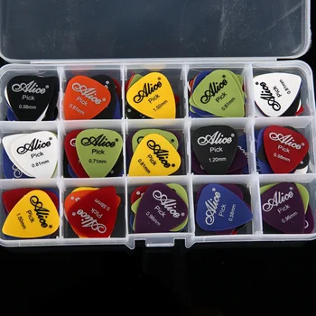 

4/30/40/50/100pcs Guitar Picks & Box Case Alice Acoustic Electric Guitar Accessories Musical Instrument 0.58-1.5mm