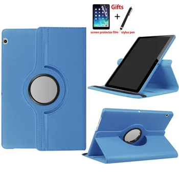 

For Huawei MediaPad T3 10 9.6inch AGS-L09-L03 W09 Leather Cover 360 Rotating Tablets for Honor Play Pad 2 9.6" Case Pen+Film