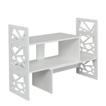 

Adjustable Desktop Bookshelf Countertop Bookcase Wood Desk Storage Shelf Organizer Literature Display Rack