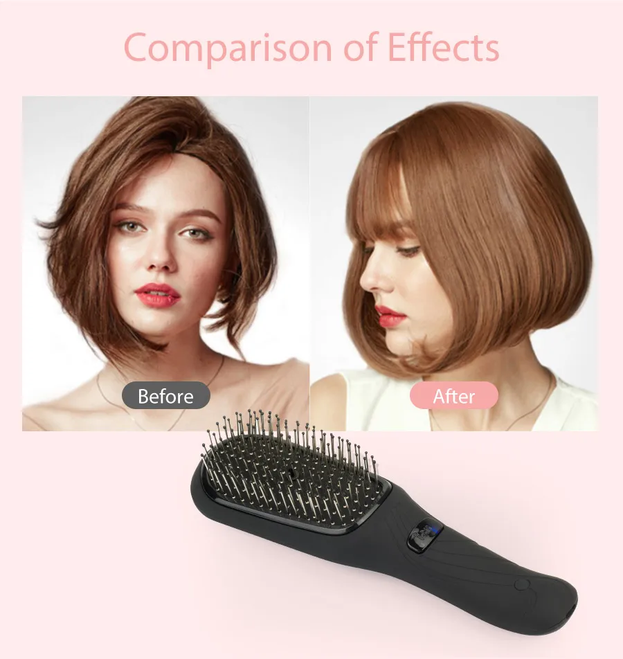 HairDiva USB перезаряжаемая батарея ионная Антистатическая щетка для роста волос Массажная расческа Мини Портативная вибрационная щетка