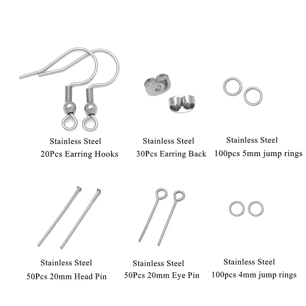 Stainless Steel Earring Making Kit with Earring Hooks, Earring