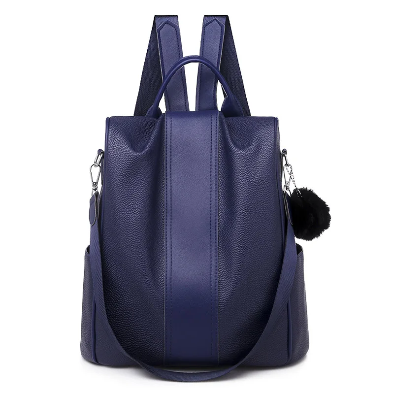 ZROM модные кожаные женские рюкзаки, школьная сумка, Молодежные рюкзаки для девочек-подростков, противоугонная сумка на плечо, Женский студенческий рюкзак - Цвет: blue