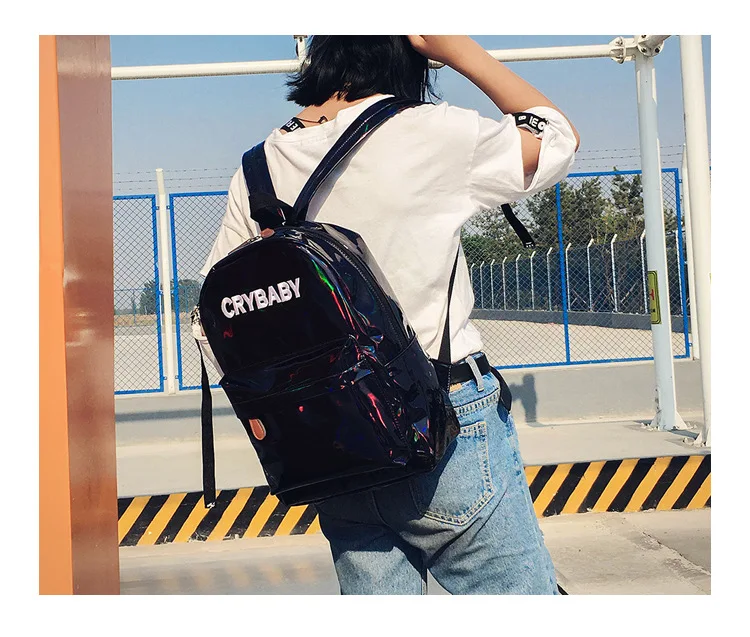 Лазерный рюкзак сумка женская стиль отражающее зеркало с надписью женская сумка Средняя школьная Школьная Сумка классная Корейская-s