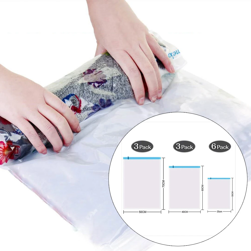 Travel сжатие Space Saver сумки для хранения ручной прокатный Roll Up 12 шт./компл. ransparent границы складной органайзер уплотнение