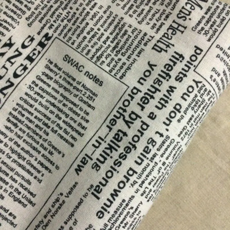 

100 * 150cm newspaper printing cotton linen fabric woven wear-resistant linen pillowcase clothing DIY handmade fabric