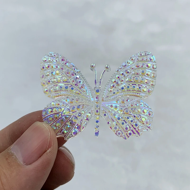 32*43 мм DIY Bling бабочка кристалл AB смолы Стразы плоский с оборота камень Кабошон DIY свадебное украшение ремесла-16W182