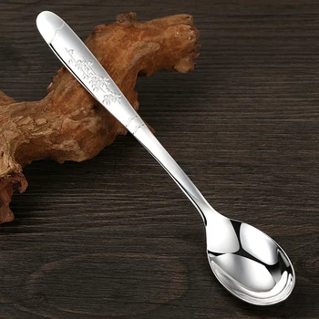 

Household silver spoon 999 sterling silver spoon edible long silver spoon silver spoon spoon spoon tableware child spoon