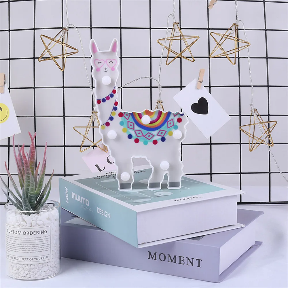 Christmas Alpaca Night Light LED 12x19x2.8cm Decorative Hanging Night Light Lamp Animal Shape Cute Animal Modeling Lamp