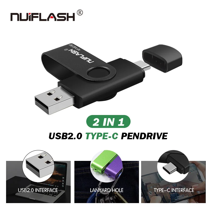 Высокое качество USB флеш-накопитель type c 2,0 32 Гб 64 Гб двойной флеш-накопитель 16 Гб Флешка 4g 8g 128G с бесплатной доставкой для телефона/ПК
