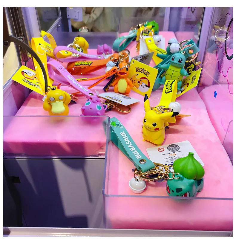 Anime Genuine Pokemon Action Figure Pikachu Keychain Pokemon Keychain Squirtle Psyduck Keychain