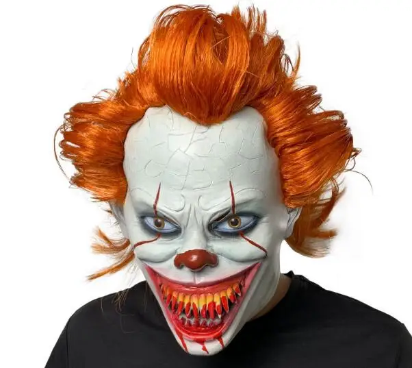 latex mask Джокер Pennywise Косплей Костюм с маской Стивен Кинг It Chapter Two 2 ужасов клоун Хэллоуин костюм бутафорская маска - Цвет: latex mask