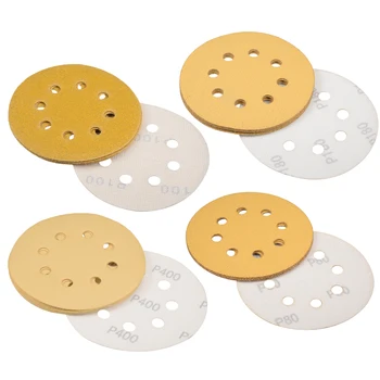 

uxcell 5-inch Sanding Discs 80-600 Grits 8 Holes Hook Loop Wet Dry Flocking Sandpaper Sander Sand Paper to Orbital Sander