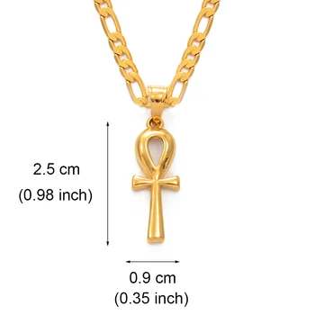 

Anniyo Egyptian Cross Pendant Ankh Necklace Women Men Gold Color African Charms Jewelry Egypt Hieroglyphs Nile Key #057006B