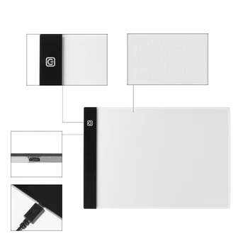 

Diamond Painting A3 A4 LED Light Tablet Pad Accessories Three Level Dimmable Ultrathin for LED Light Pad for Diamond Painting