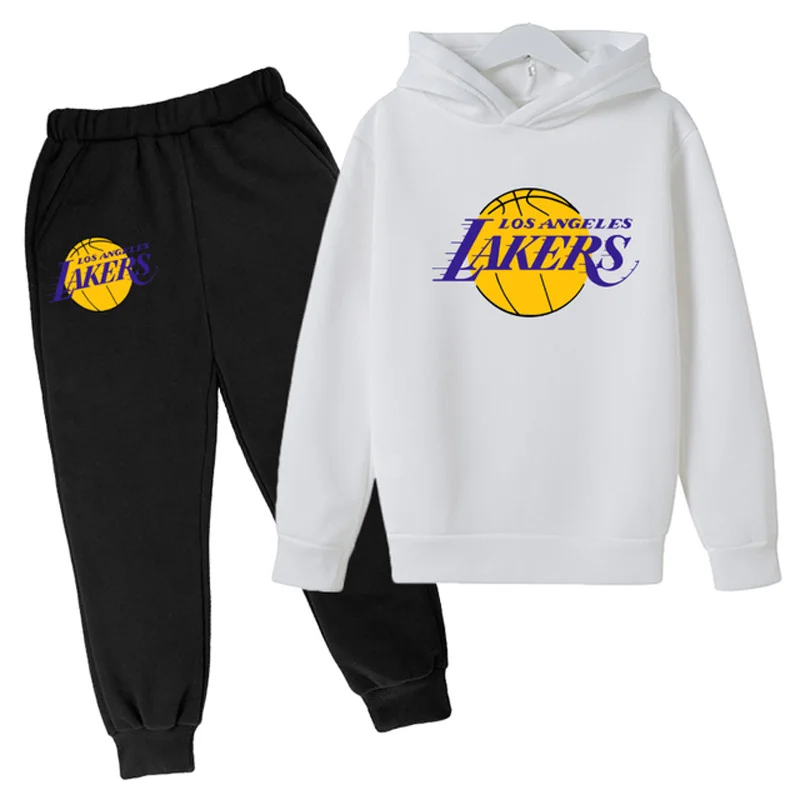 Los Angeles Basketball LOGO Popular Teams Clothes Cartoon Hoodi Childrens Clothing Boys Hoodie Pants 2pcs Sets Girls Kids child | Мать и