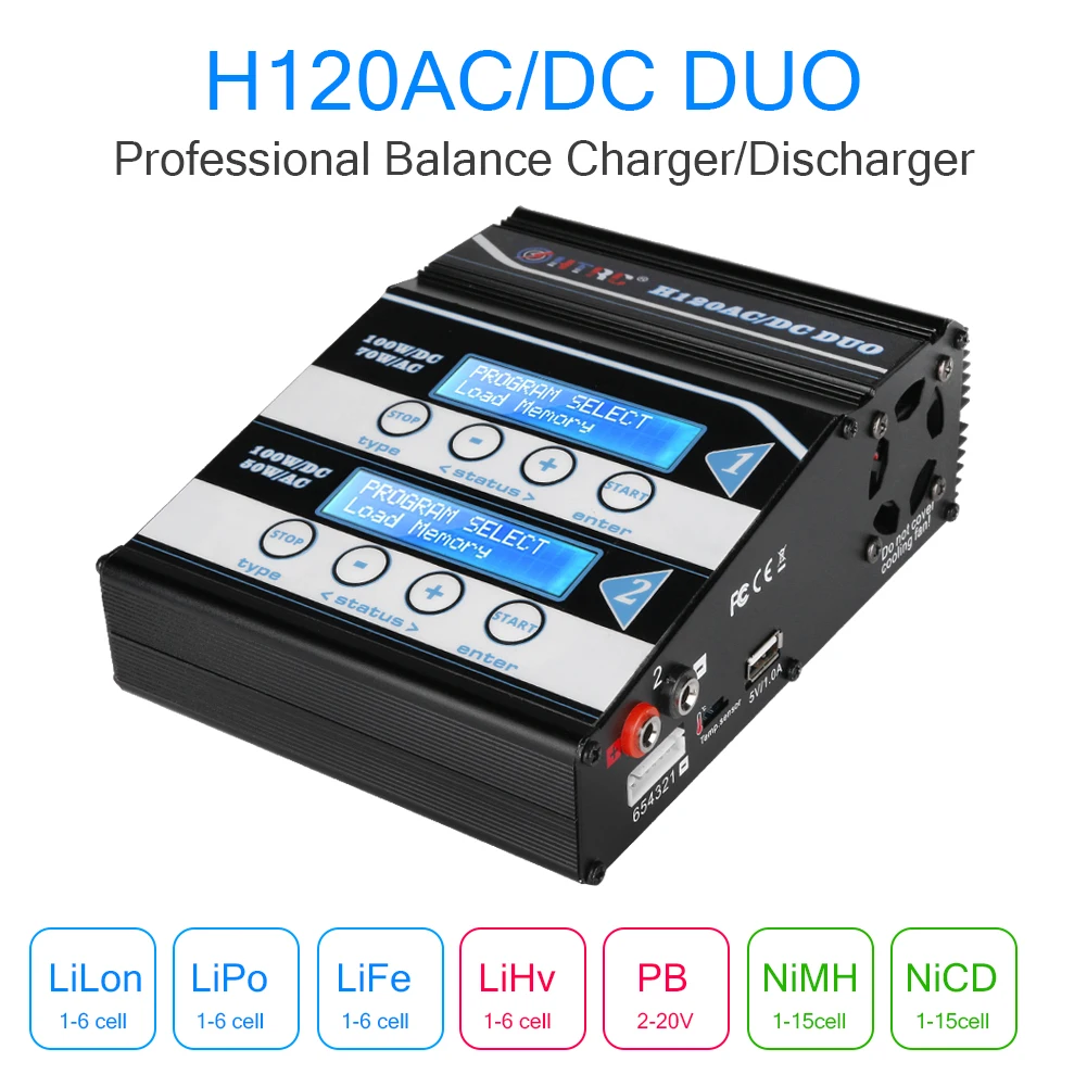 HTRC H120 10A зарядное устройство Постоянный/переменный ток, двойное зарядное устройство Dis для Lilon/LiPo/LiFe/LiHV/NiCd/NiMH/PB батарея RC баланс зарядное устройство