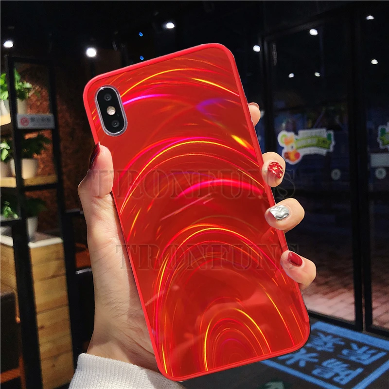 Красный Блеск Радужный чехол для huawei P30 P20 Коврики 20 Pro PSmart рlus Honor 20i 10i 10 Lite 8X 8A 8S Y9 Y5 Y6 Y7 Prime в мягкой обложке - Цвет: Красный
