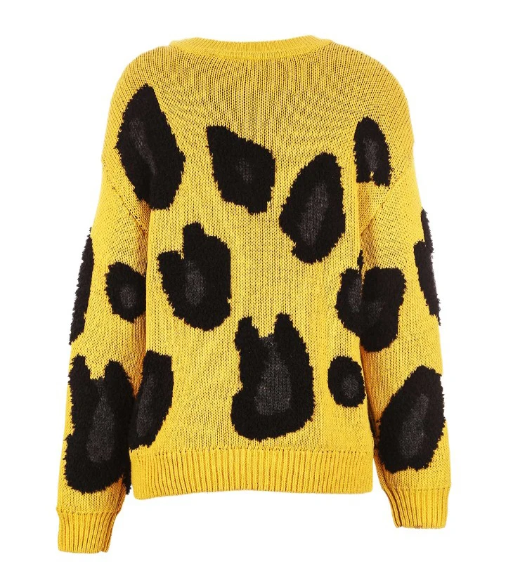 Только пуловер Леопардовый женский вязаный свитер большого размера | 118313522