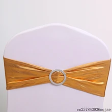 100 шт металлический золотой стул пояса спандекс лайкра стул ремешок с пряжкой для свадьбы украшение для банкета и вечеринки