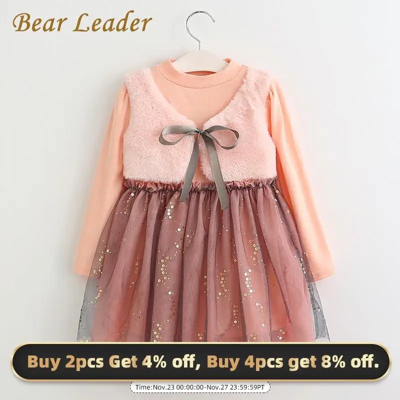 Bear Leader/платье для девочек 2021 г. Новые весенние платья Одежда детей платье