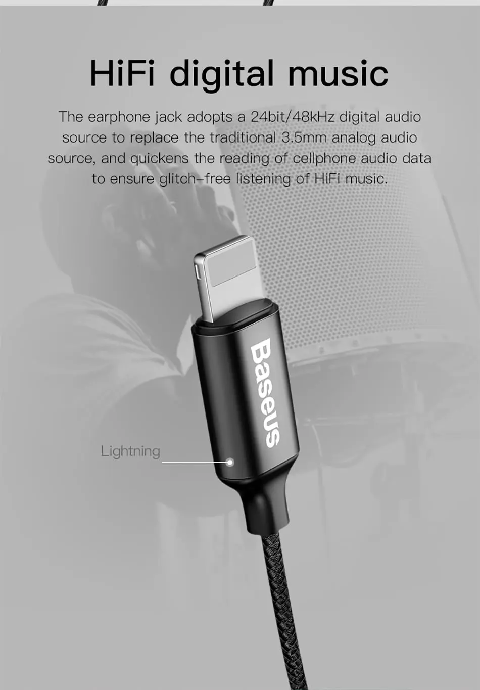 Baseus P06 проводные стерео наушники для iPhone X 8 7 бас звук Hifi наушники для iPhone Lightning Jack наушники с микрофоном для ios
