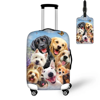 

THIKIN Cute Pug Golden Retriever Labrador Dogs Print Travel Luggage Cover and Tag Protective Case Easy Convenient for Tourism